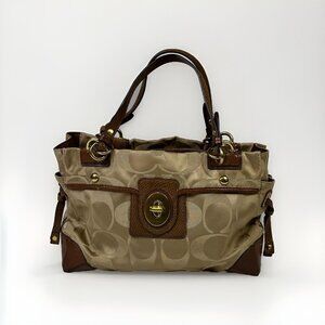Coach Carryall Peyton Satchel Brown Canvas Signature Shoulder Bag J0969-14507